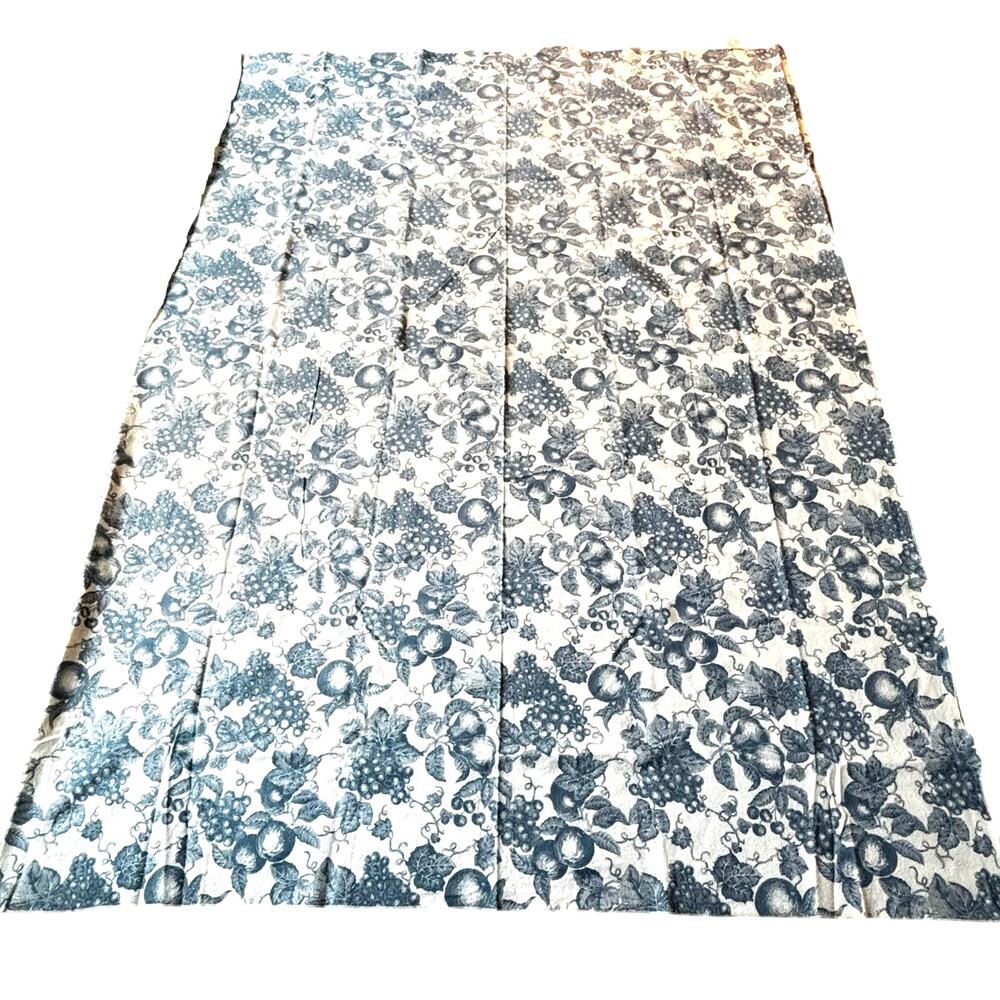 TerriSol Tablecloth blue & creamy white Toile 100% cotton fruit and flowers